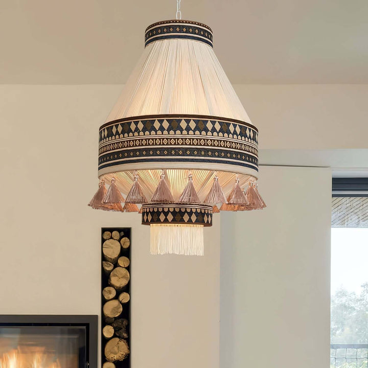 Bohemian wisząca lampa z frędzlami