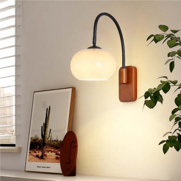 Nowoczesna Lampa Ścienna Obrotowa Bauhaus Kaki ze Szkłem