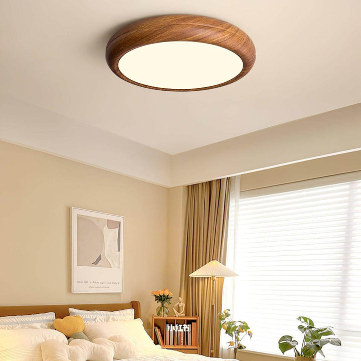 Lampa sufitowa okrągła drewniana, zintegrowane LED