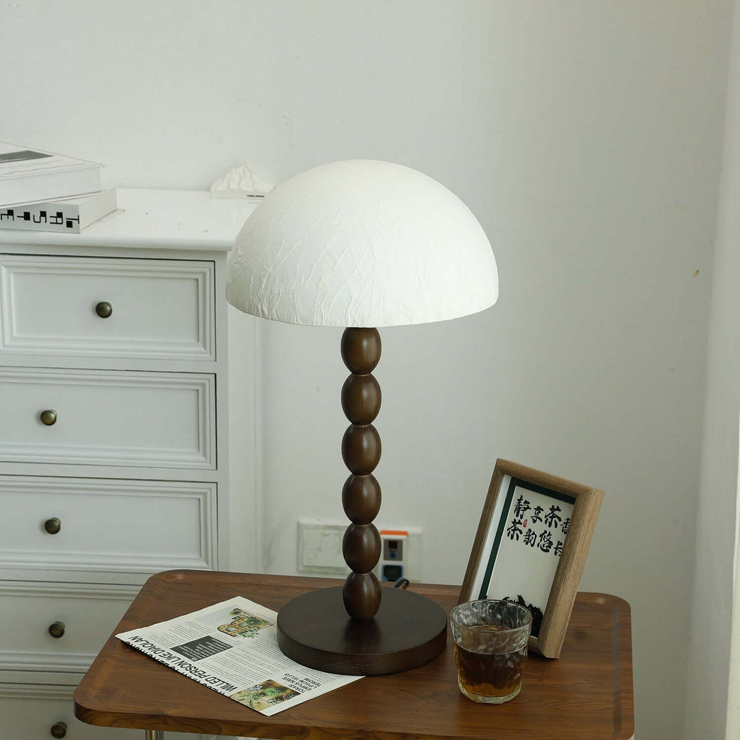 Stylowa lampa stołowa papierowy klosz – oświetlenie nastrojowe