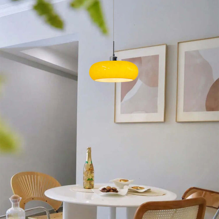 Nowoczesna szklana lampa wisząca Hailie w kształcie chleba, pomarańczowa