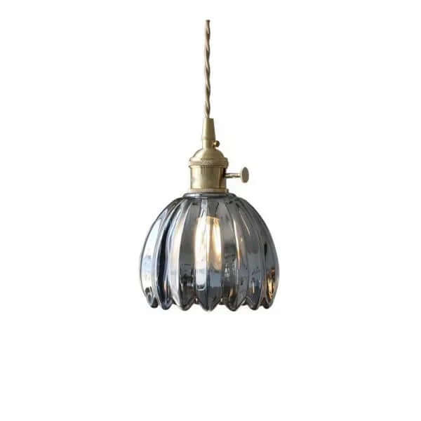Wisząca Lampa Szklana w Stylu Japońskiego Retro z Motywem Kwiatowym