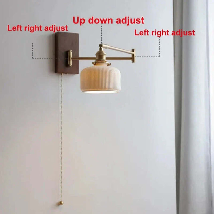 Nowoczesna lampa ścienna ceramiczna i drewniana