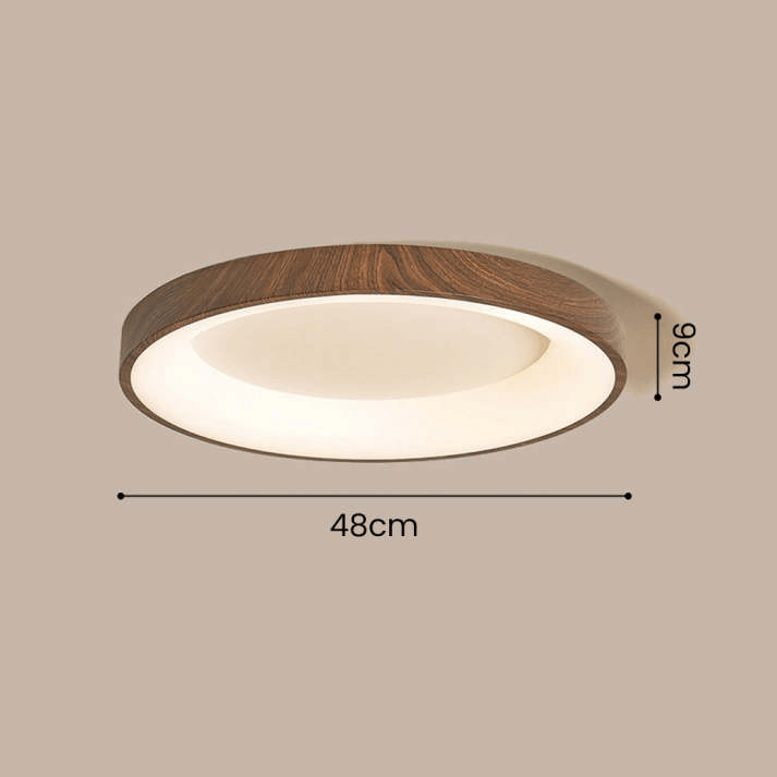 Okrągła Lampa Sufitowa LED z Naturalnego Drewna - Nowoczesne Oświetlenie do Sypialni