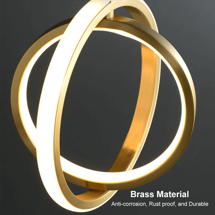 Wisząca Lampa LED z Dwoma Pierścieniami - Złoty Design