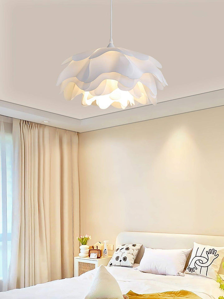 Lampa wisząca kwiatowa, biała, designerska