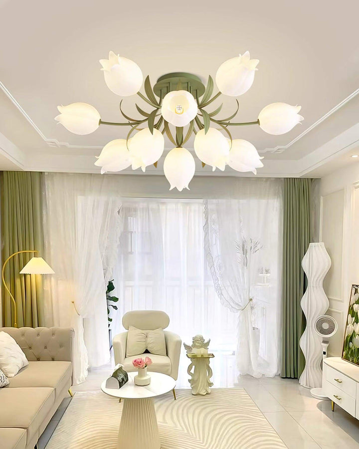 Lampa sufitowa Ricko z białymi kwiatami