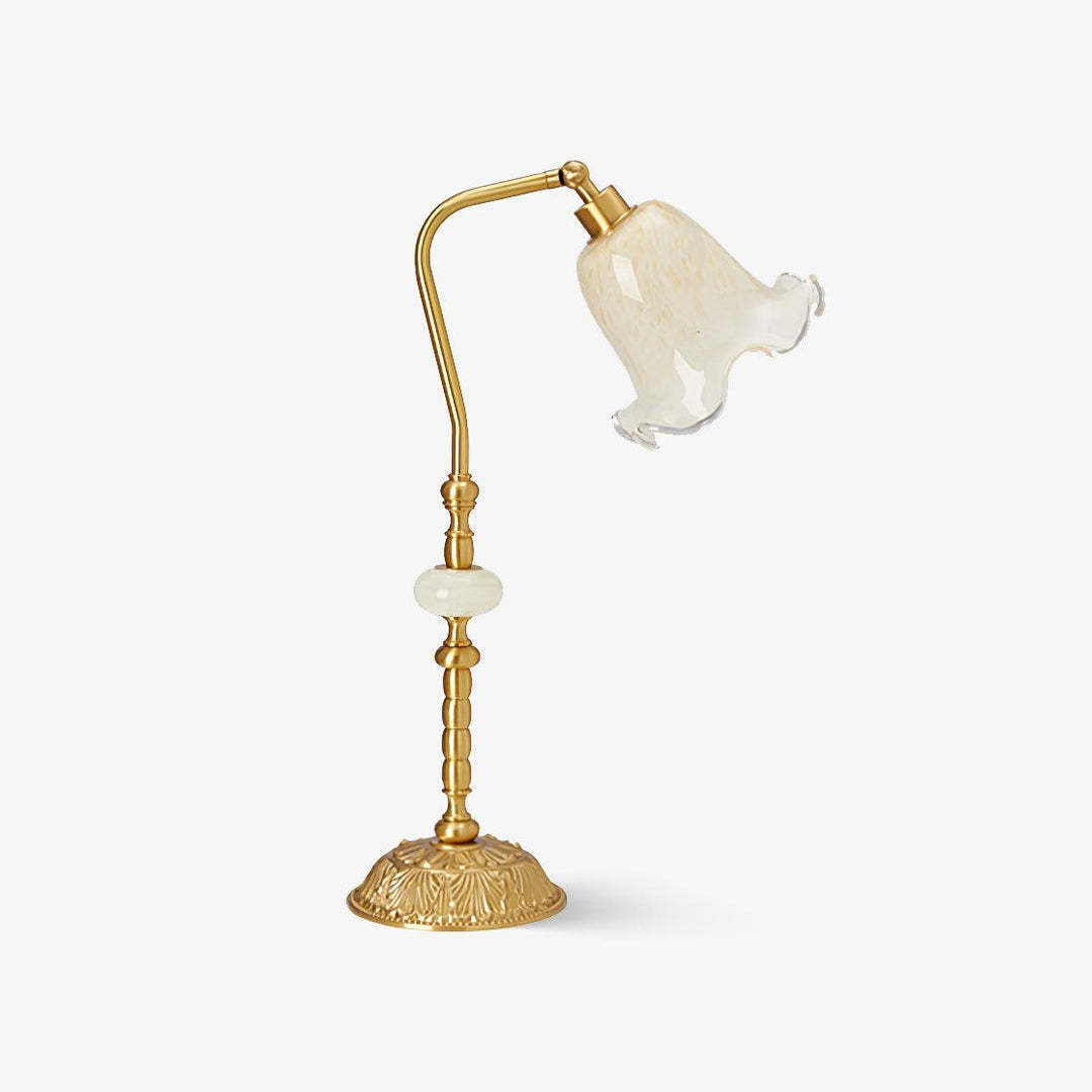 Mosiężna lampa stołowa w kształcie tulipana