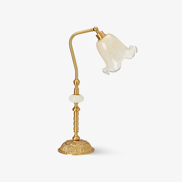 Mosiężna lampa stołowa w kształcie tulipana