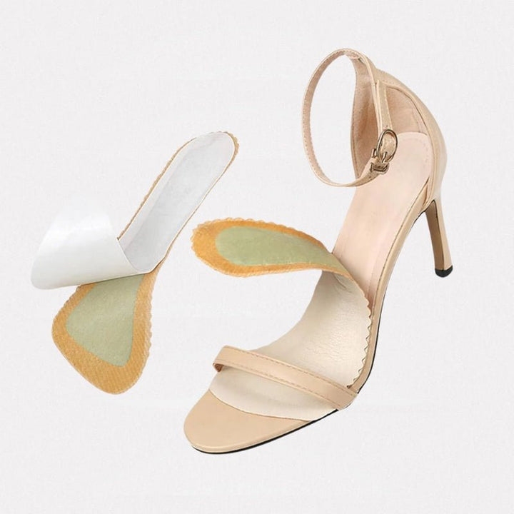 Wkładki z pianki pamięciowej dla komfortu w wysokich obcasach, regulowane, antypoślizgowe, niewidoczne, oddychające.