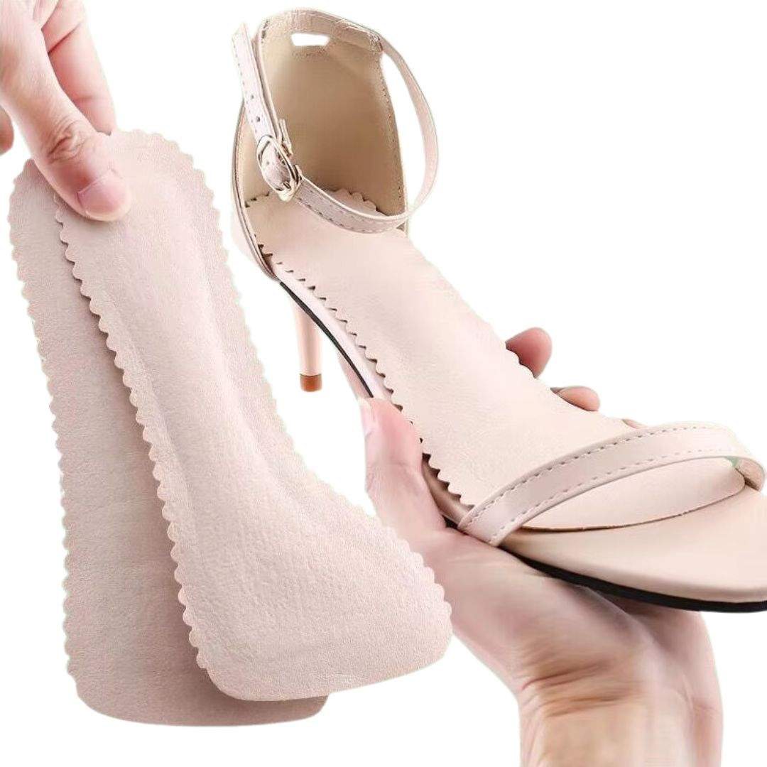 Wkładki z pianki pamięciowej dla komfortu w wysokich obcasach, regulowane, antypoślizgowe, niewidoczne, oddychające.