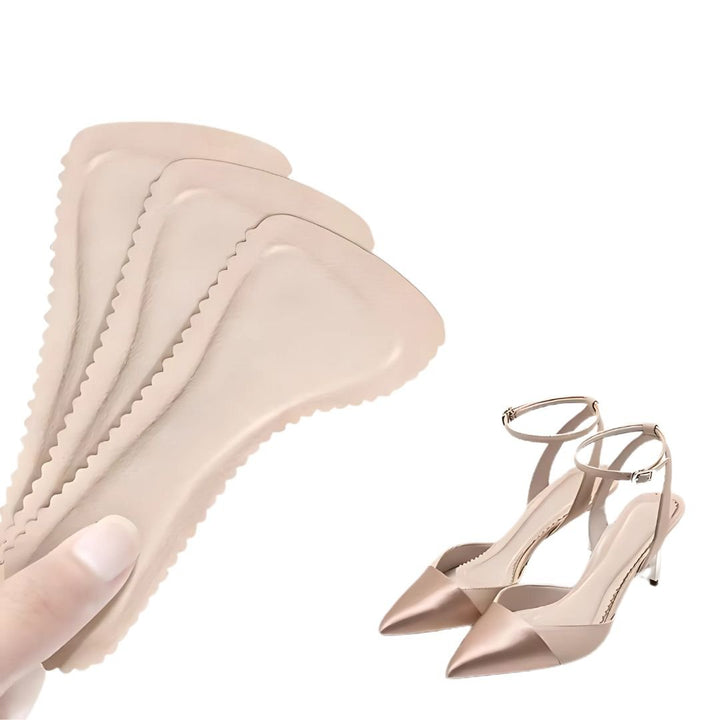 Wkładki z pianki pamięciowej dla komfortu w wysokich obcasach, regulowane, antypoślizgowe, niewidoczne, oddychające.