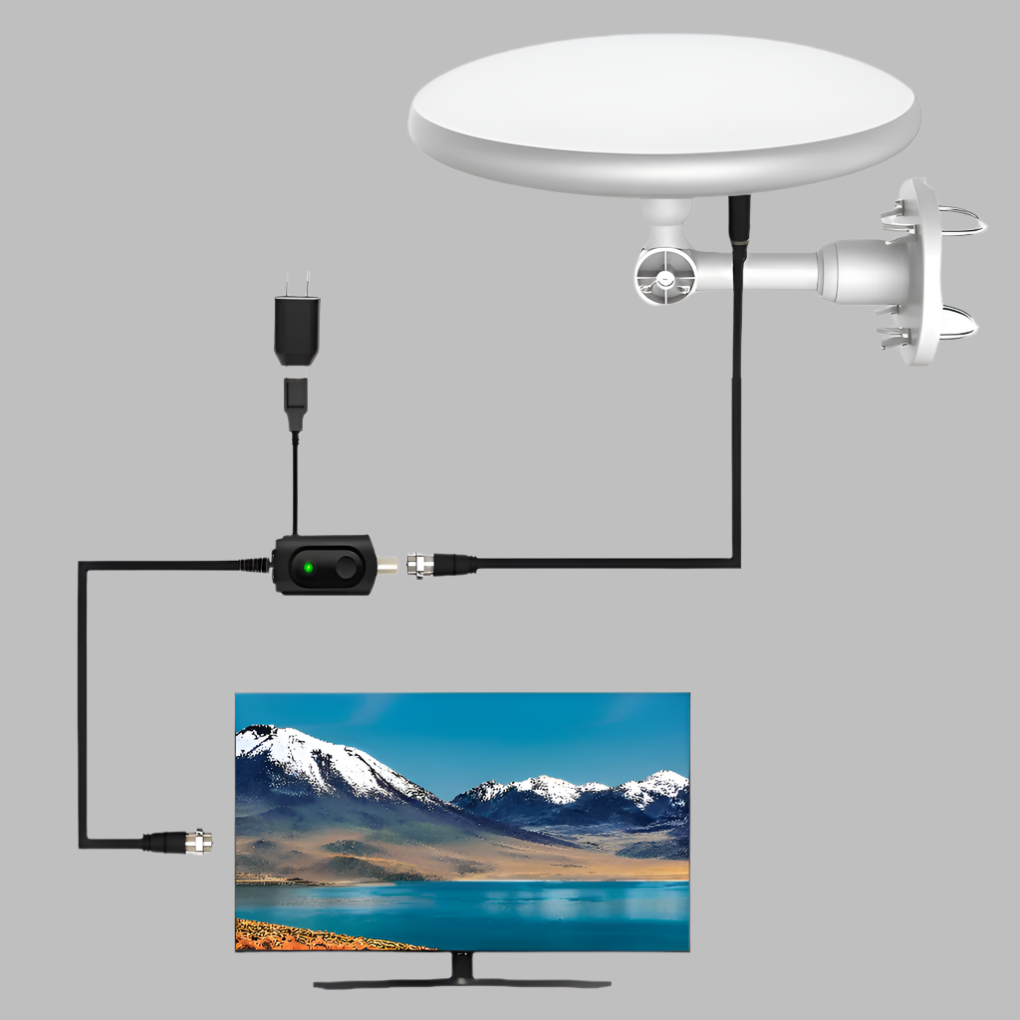 "Antenne TV HD extérieure longue portée, résistante aux intempéries, offrant réception gratuite de chaînes en milieu urbain e