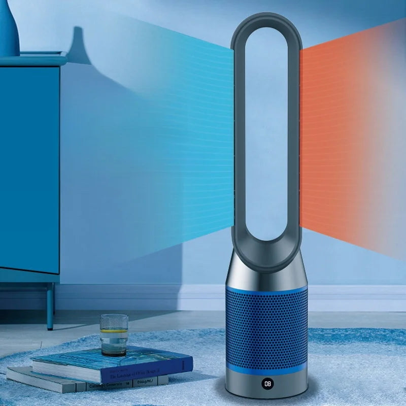 Urządzenie AirPure V9000, biały grzejnik-chłodnica z cyfrowym wyświetlaczem, kompaktowy i elegancki design, do wnętrz