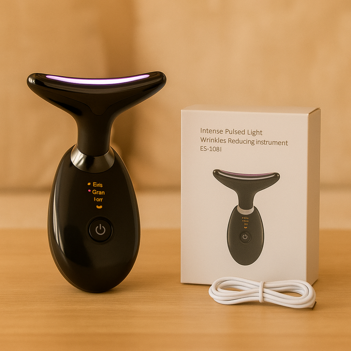 Urządzenie do masażu LED, ergonomiczny design, twarz i szyja, kolorowe światło do pielęgnacji przeciwstarzeniowej i naturalnego blasku.