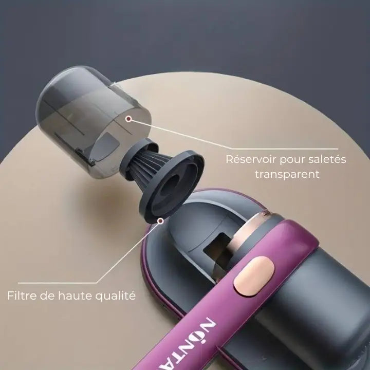 Bezprzewodowy odkurzacz ręczny UV, biało-fioletowy, potężny do usuwania kurzu, roztoczy i alergenów z łóżka.