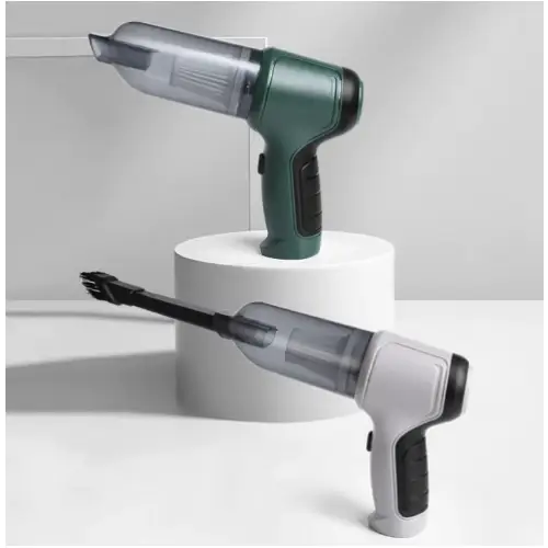 Bezprzewodowy odkurzacz samochodowy o mocy ssania 12000PA, kompaktowy, szaro-zielony, idealny do efektywnego czyszczenia pojazdów.