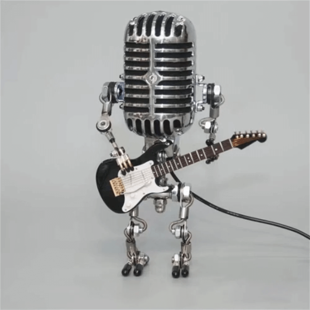 Dekoracyjna lampka stołowa robot-gitarzysta