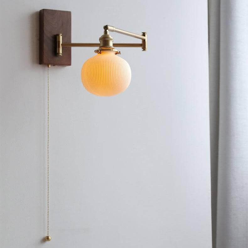 Nowoczesna lampa ścienna ceramiczna i drewniana