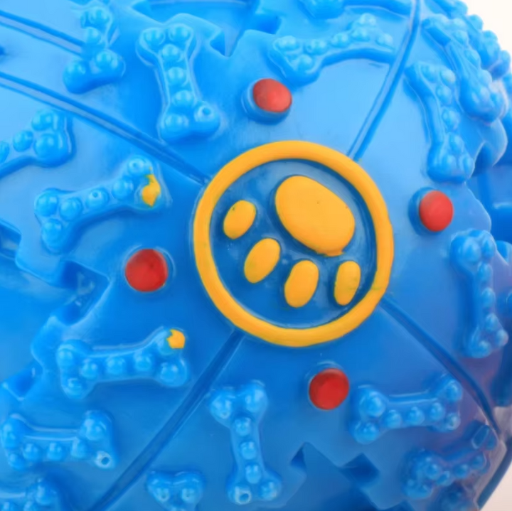 Interaktywna piłka dla psa, żywy kolor, dozownik przysmaków, stymulacja mentalna, wbudowany dźwięk, trwała zabawka.