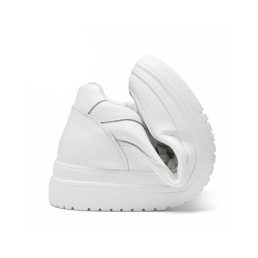 Męskie sneakersy podwyższające, cholewka z siateczki, ukryta wkładka, eleganckie, komfortowe, wysokość +6 cm, czarne, białe, szare.
