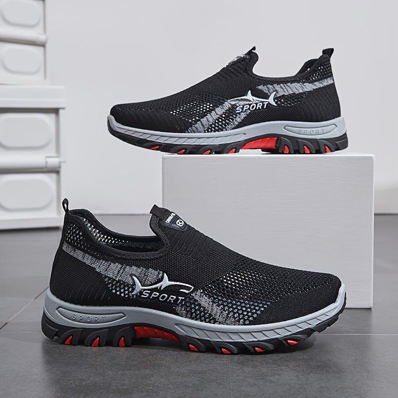 Lekkie męskie buty slip-on, oddychająca siateczka, antypoślizgowa podeszwa, idealne do chodzenia po mieście.