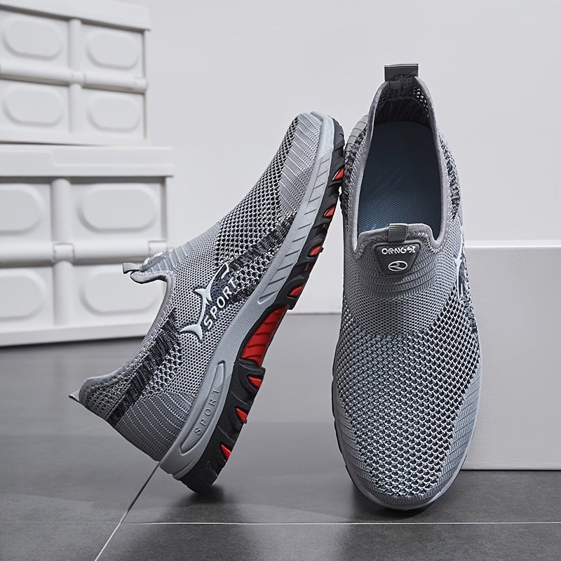 Lekkie męskie buty slip-on, oddychająca siateczka, antypoślizgowa podeszwa, idealne do chodzenia po mieście.