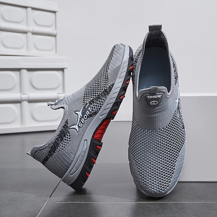 Lekkie męskie buty slip-on, oddychająca siateczka, antypoślizgowa podeszwa, idealne do chodzenia po mieście.