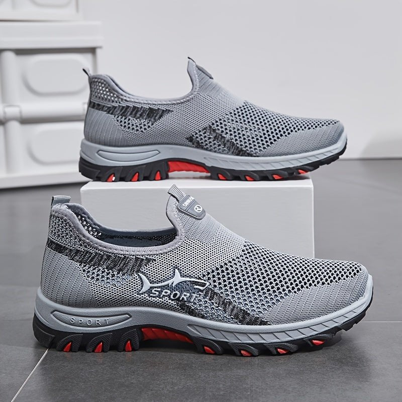 Lekkie męskie buty slip-on, oddychająca siateczka, antypoślizgowa podeszwa, idealne do chodzenia po mieście.