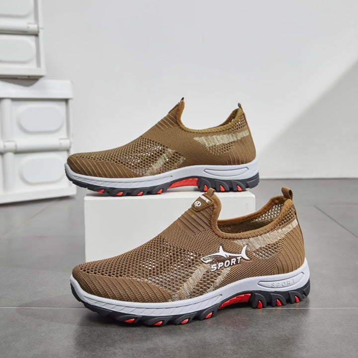 Lekkie męskie buty slip-on, oddychająca siateczka, antypoślizgowa podeszwa, idealne do chodzenia po mieście.