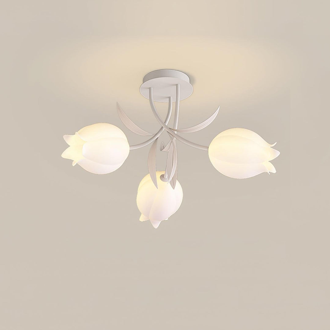 Kremowa Kwietna Lampa Sufitowa – Designerskie Oświetlenie Wnętrz