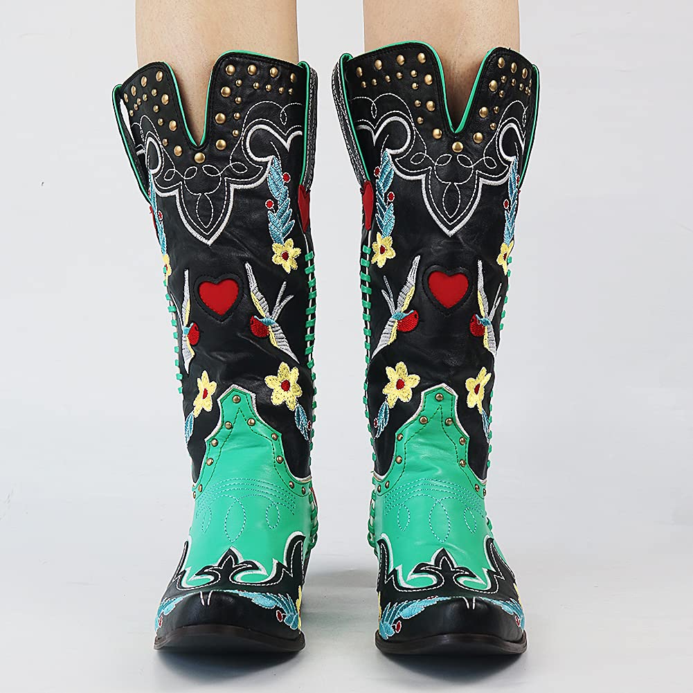 Damskie skórzane kozaki kowbojki, elegancki westernowy design, ergonomiczna podeszwa, kolor brązowy, komfort i ponadczasowa elegancja
