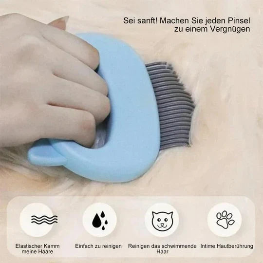 Ergonomiczna szczotka do masażu dla kota, miękkie włosie, skuteczne usuwanie martwej sierści, antypoślizgowy uchwyt