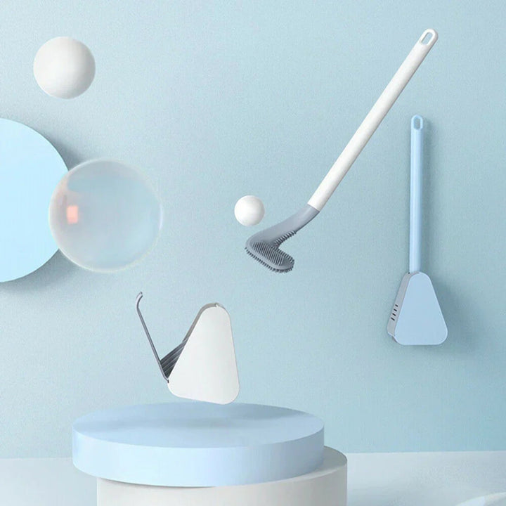 Ergonomiczna szczotka do toalety w kształcie litery L, nowoczesny design dla efektywnego czyszczenia, trwałe i łatwe w pielęgnacji materiały.