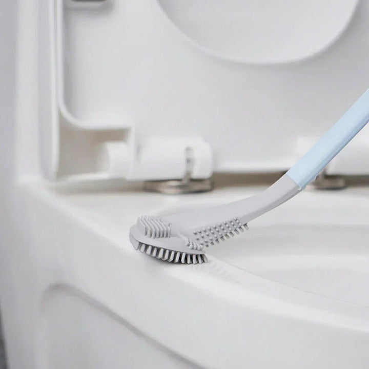 Ergonomiczna szczotka do toalety w kształcie litery L, nowoczesny design dla efektywnego czyszczenia, trwałe i łatwe w pielęgnacji materiały.