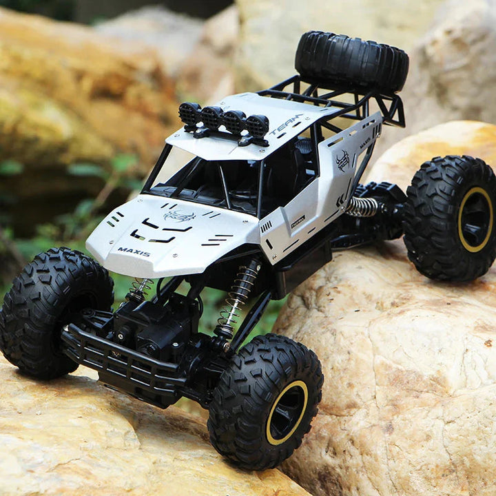 Terenowy buggy RC 4WD ze światłami LED, idealny dla dzieci; kolor czarny, duże koła terenowe, 37cm.