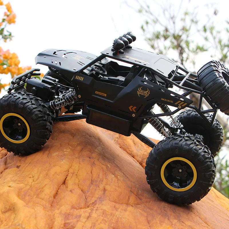 Terenowy buggy RC 4WD ze światłami LED, idealny dla dzieci; kolor czarny, duże koła terenowe, 37cm.