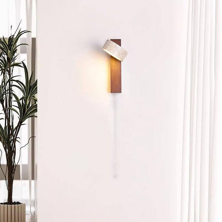 Biała Lampa Ścienna Trawertynowa Wabi Sabi