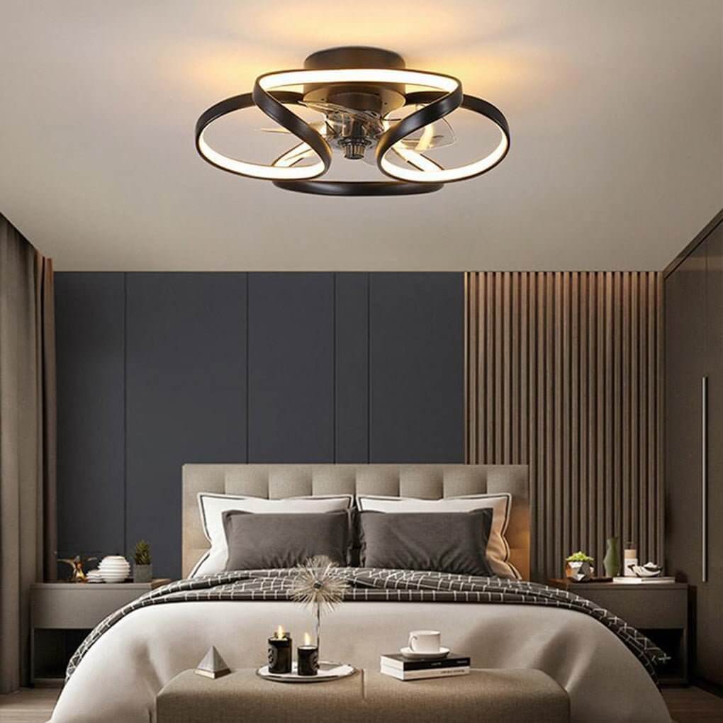 Nowoczesny Plafon Wentylator LED - Wzór Kwiatowy