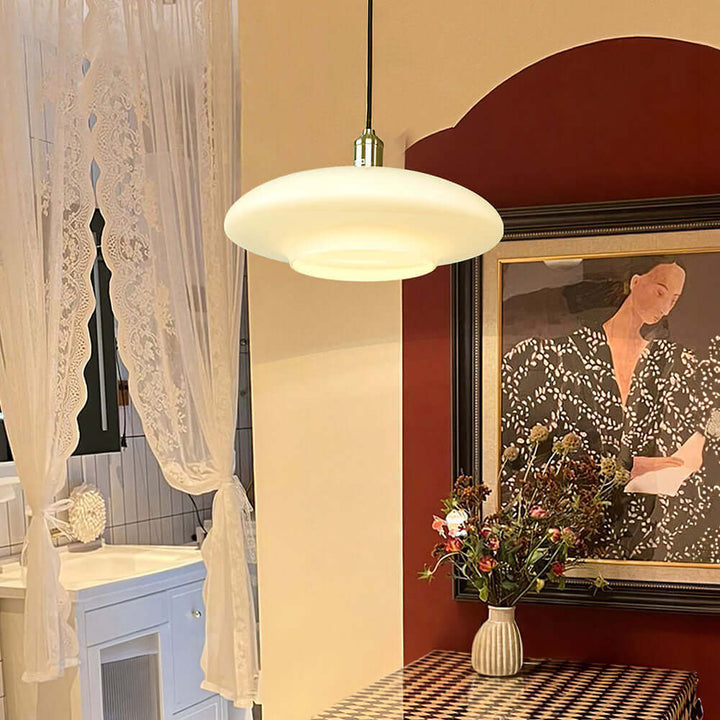 Biała Szklana Lampa Wisząca - Nowoczesny Design
