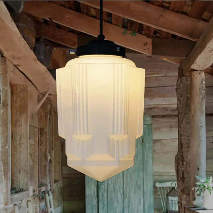 Wisząca Lampa Geometryczna Vintage: Mleczne Szkło