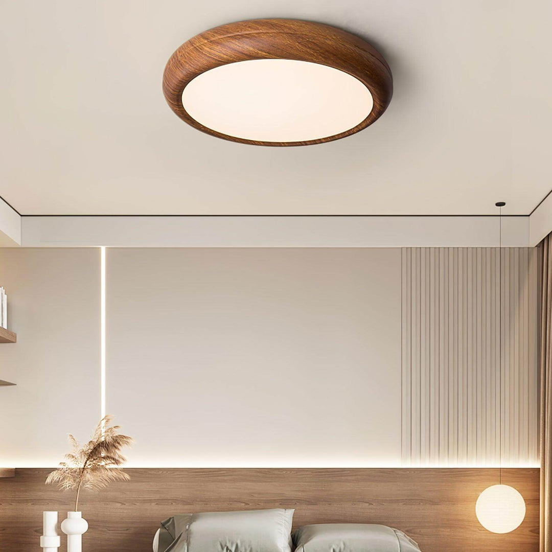 Lampa sufitowa okrągła drewniana, stylowy dodatek do domu