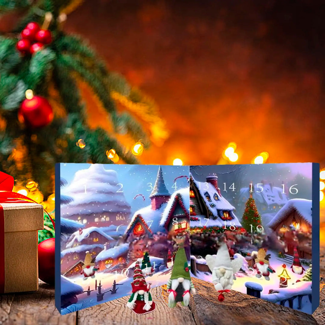 Adwentowy kalendarz świąteczny z 24 krasnalami do kolekcjonowania, kolorowe detale i wysoka jakość wykonania.