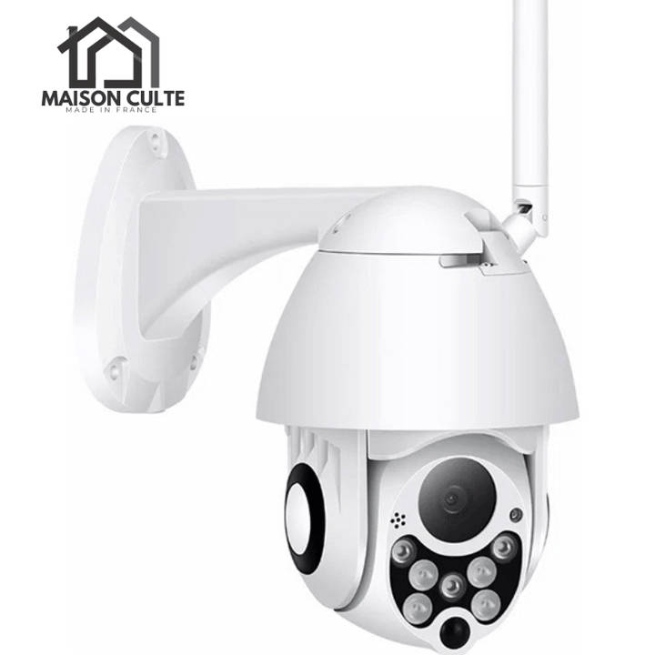 Bezprzewodowa zewnętrzna kamera bezpieczeństwa, odporna na warunki atmosferyczne, dyskretny design, monitoring dzień i noc.