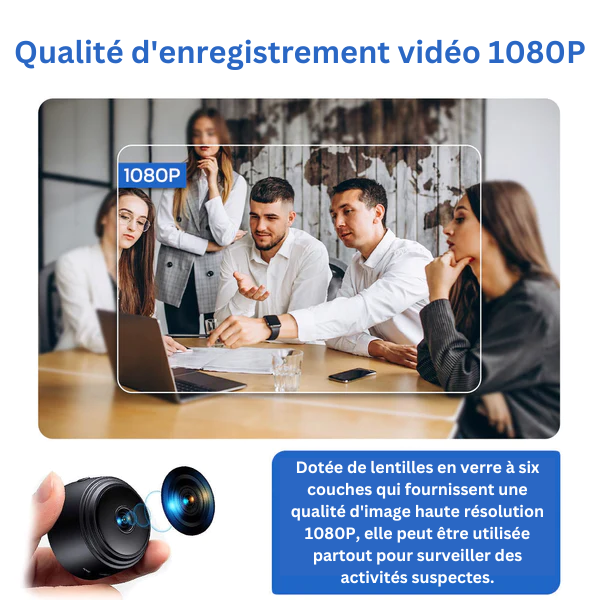 Kompaktowa kamera monitorująca Full HD 1080p dla dzieci, dyskretny design i ultraszerokokątny obiektyw 160°.