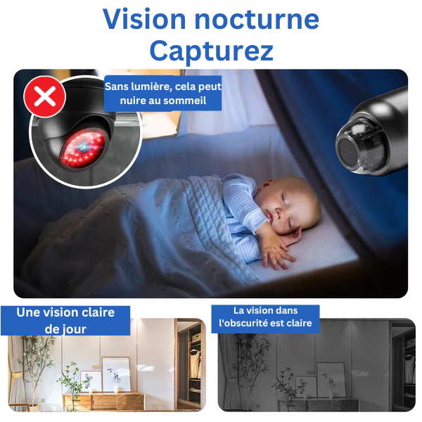 Kompaktowa kamera monitorująca Full HD 1080p dla dzieci, dyskretny design i ultraszerokokątny obiektyw 160°.