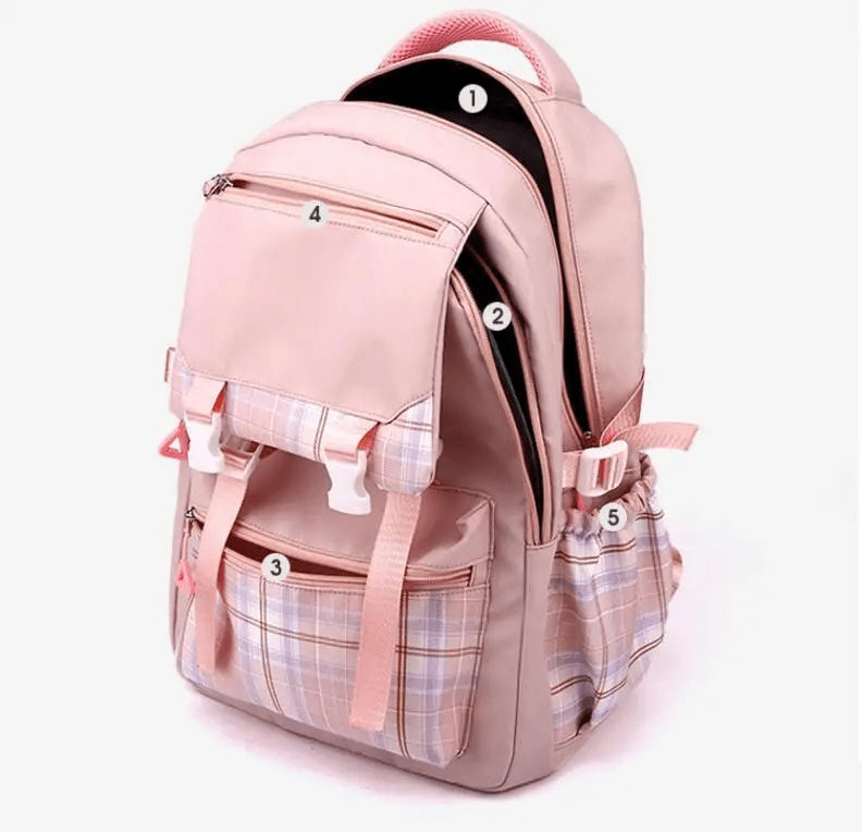 Tornister szkolny o dużej pojemności, elegancki design, żywe kolory niebieski/czarny/różowy/fioletowy, regulowane szelki, praktyczny.