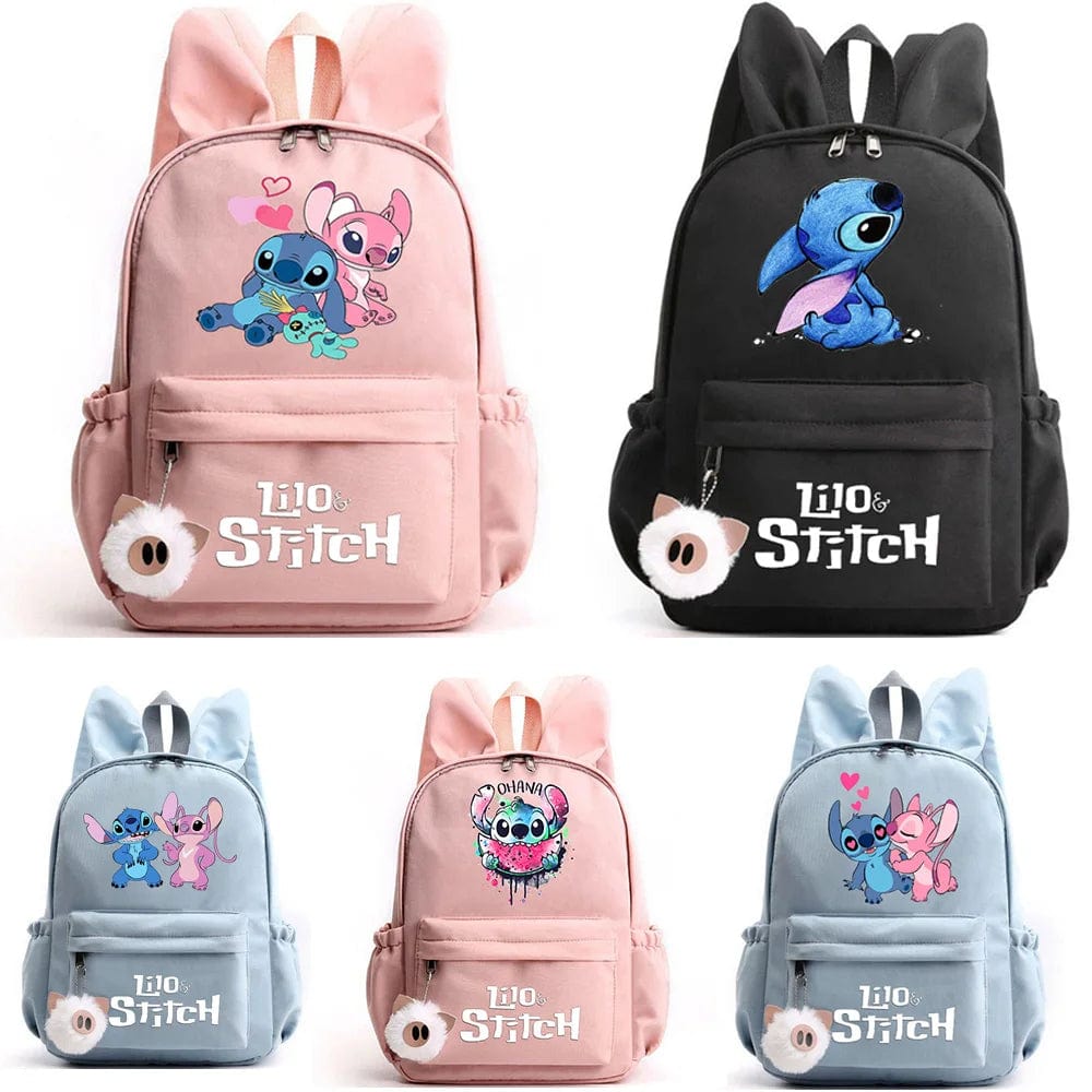 Niebieski plecak dziecięcy Stitch z zabawnym motywem i breloczkiem, praktyczny i uroczy design do szkoły.