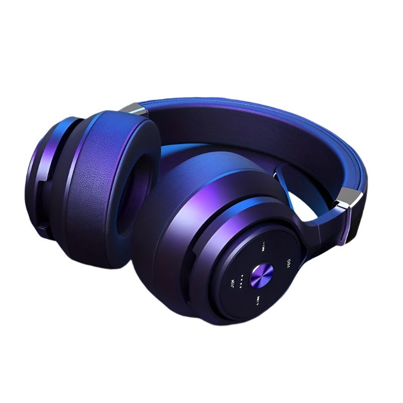 Eleganckie, czarne, bezprzewodowe słuchawki nauszne z dźwiękiem wysokiej rozdzielczości i wbudowanym Bluetooth.