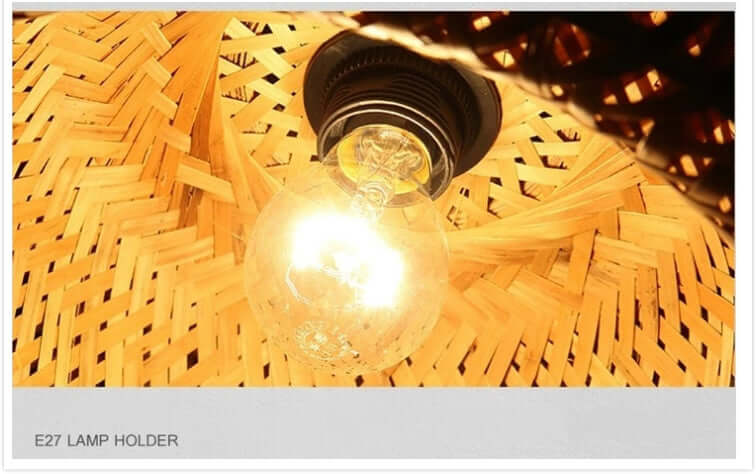 Ciepłe światło z bambusowej lampy wiszącej